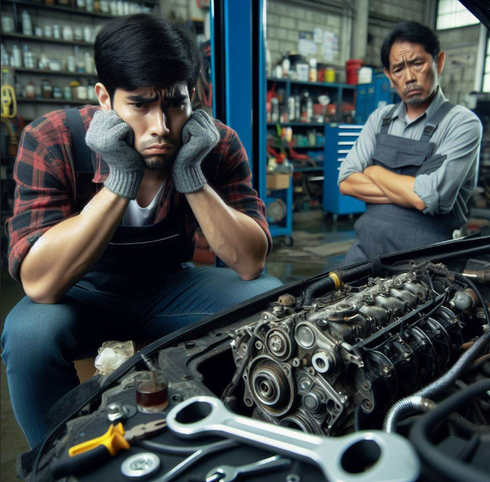 A technician trying to repair excessive engine oil consumption